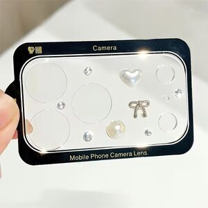 Adorable Bow-Shaped Pearl Camera Lens Protector Glass Cover iPhone 17 Pro Max